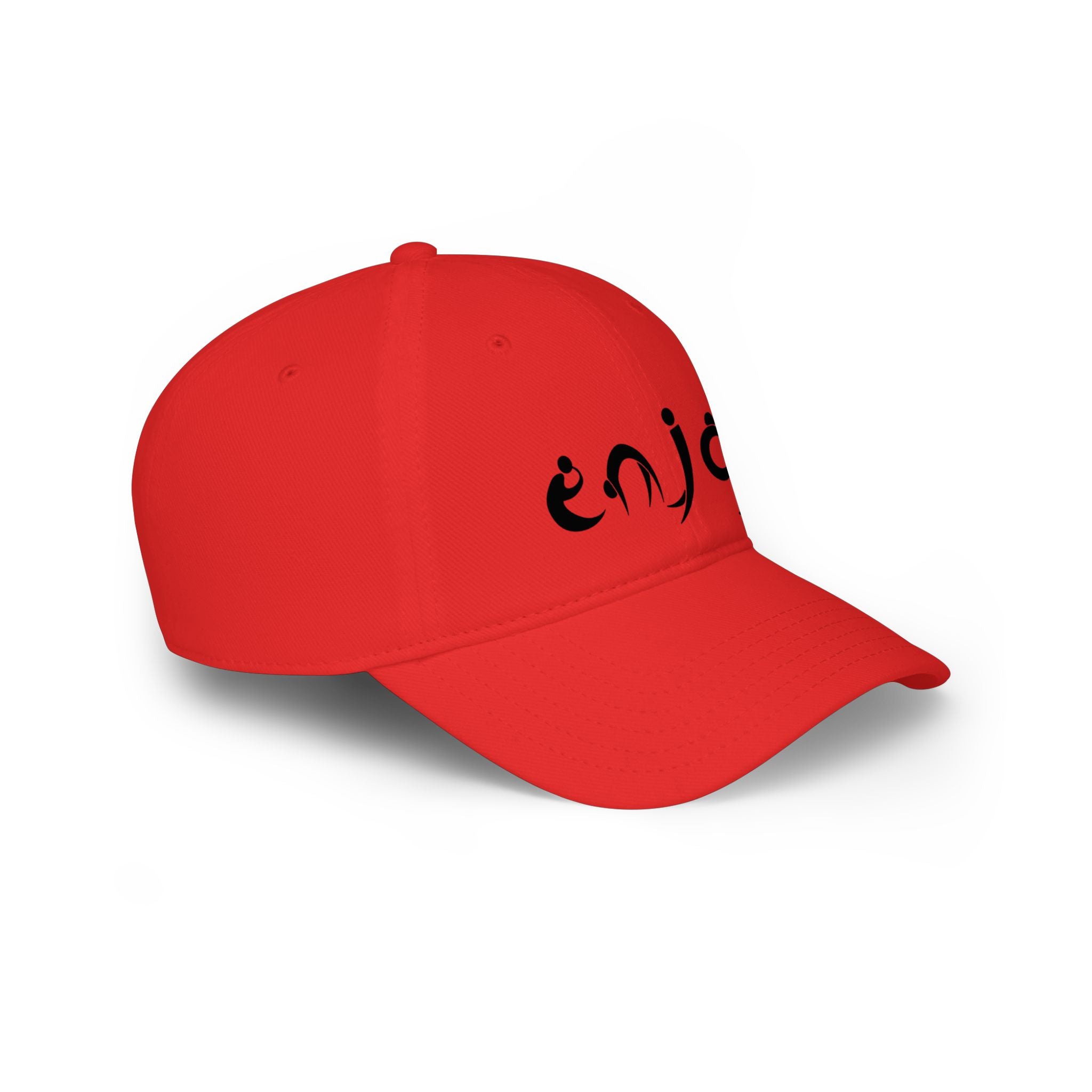 Enjoy Embroidered Baseball Cap — Casual Red Low-Profile Hat