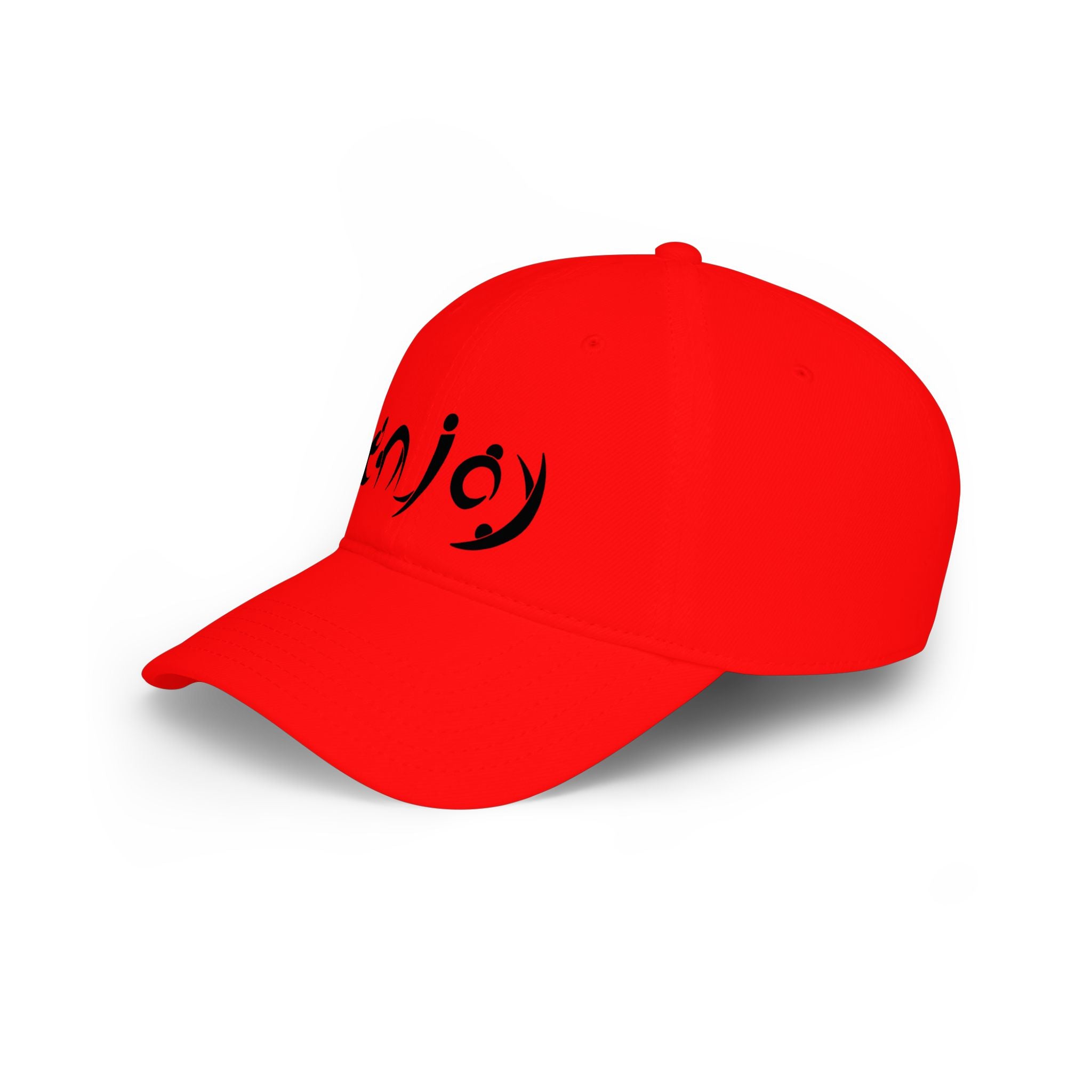 Enjoy Embroidered Baseball Cap — Casual Red Low-Profile Hat